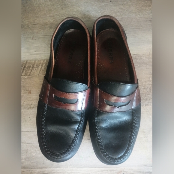 Sperry Mens Leather Penny Loafers 10.5 Black Brown Business Academia Old Money - Picture 6 of 11